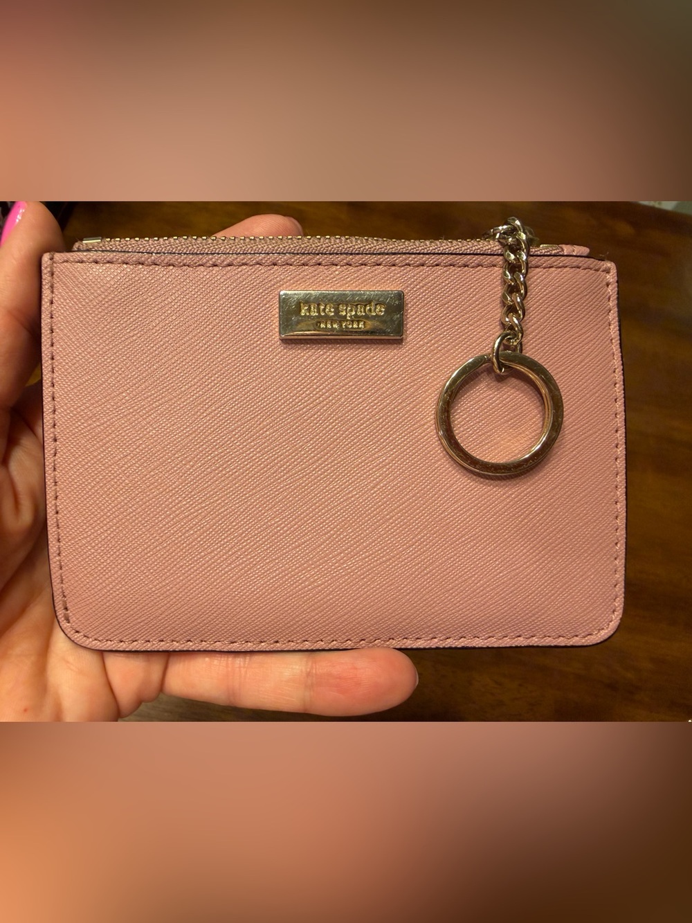kate spade New York Blush Pink Card Case with Keyring